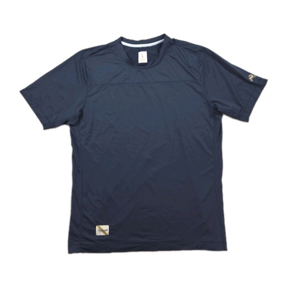 Tracksmith T Shirt Mens Large Stretch Performance Running Blue Short Sleeve